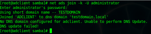 Active Directory domain join: you should now see a computer object in Active Directory “computers”