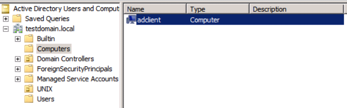 Active Directory domain join: you should now see a computer object in Active Directory “computers”