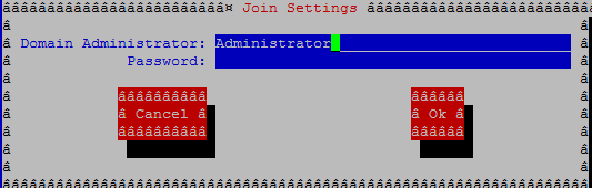 Active Directory domain join: enter your windows domain administrator password (only works with administrator)