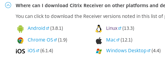 Citrix ICA client setup: Click "Linux"