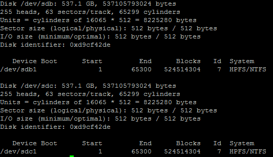 SAN LUN format: in this scenario, we have /dev/sda as the primary disk, and two SAN volumes