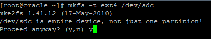 SAN LUN format: it may ask “do you want to use the whole disk?” go ahead and hit “y”