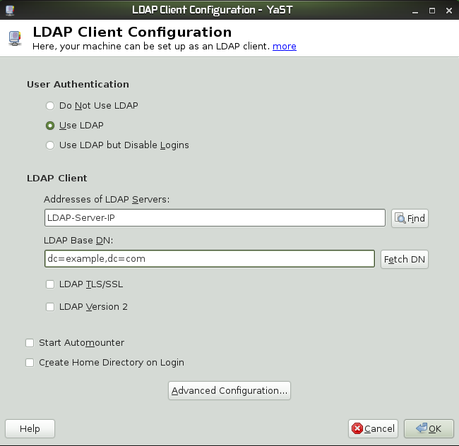 openSUSE LDAP client: select LDAP Client