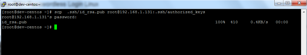 Passwordless SSH setup: it should ask for the remote systems password, enter it