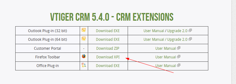 vTiger toolbar: https://www.vtiger.com/crm/open-source-downloads/