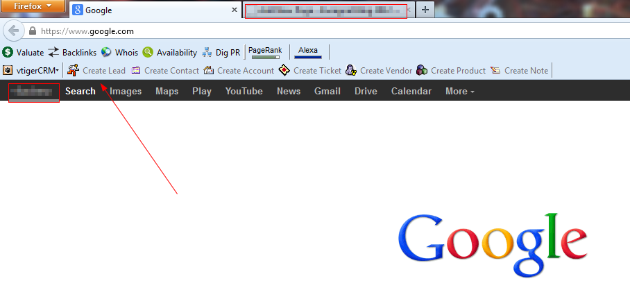 vTiger toolbar: as you can see your new toolbar has appeared