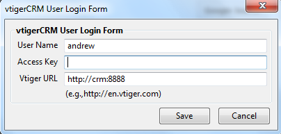 vTiger toolbar: go ahead and click on vTiger CRM, and click login to CRM (part 2)