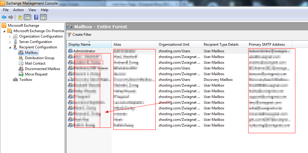 Exchange 2010 forwarding: Select the mailbox that you want to use, right click, and go to properties
