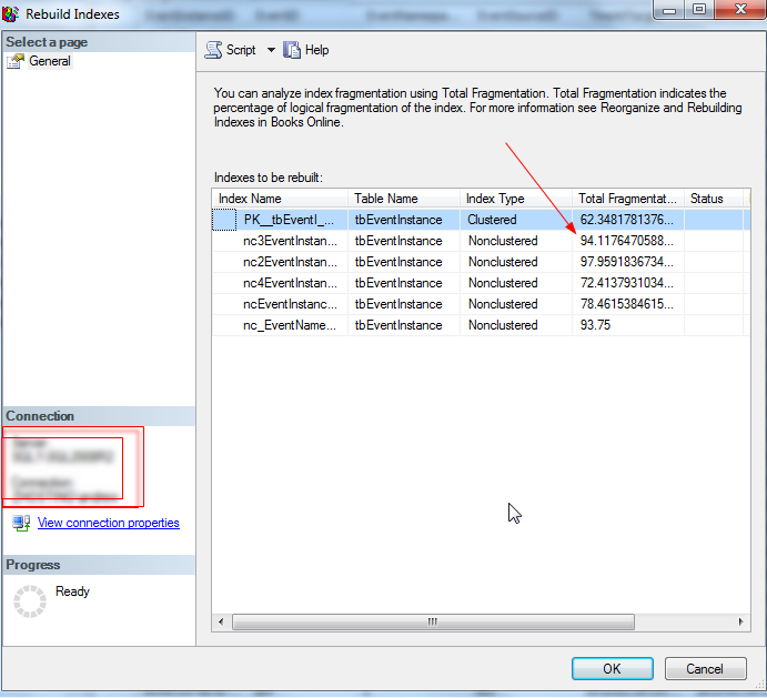 SQL Server reindex: select Rebuild All