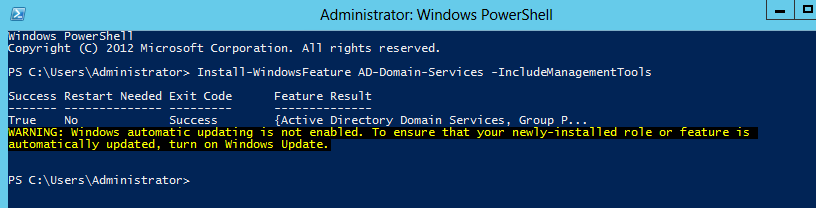 Domain controller setup: awesome the installation has completed