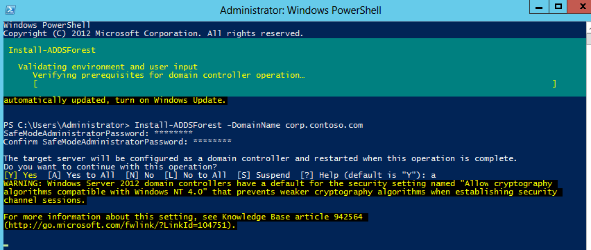 Domain controller setup: This will take some time…