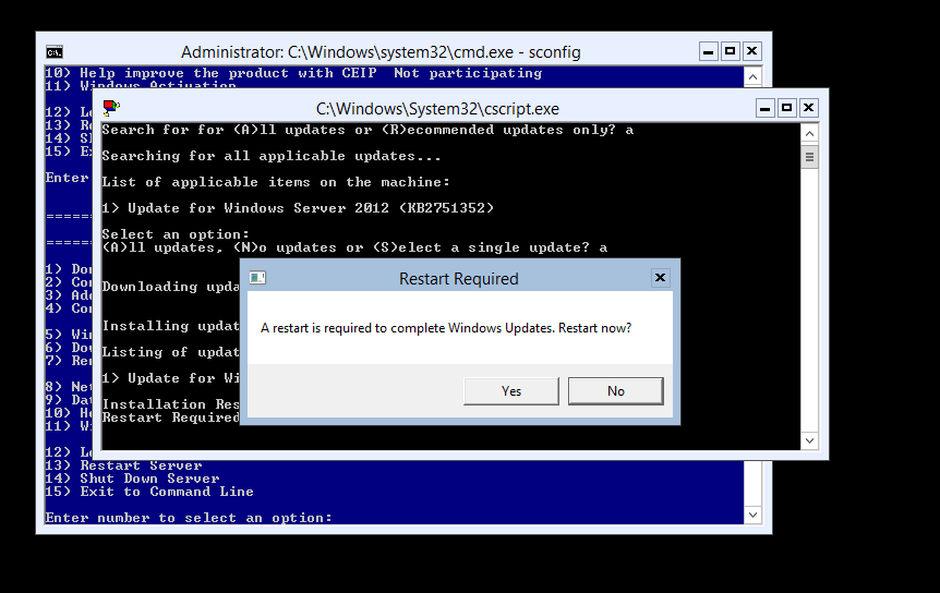 Server Core updates: a restart may still be required (it’s windows, i know the command line has everyone excited)