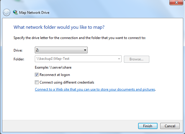 Map a network Drive Windows: from there your permissions should automatically be configured (if you want to access the share as a