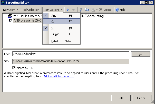 Map Shared Drive In Group Policy: go to “item options” and select “or”