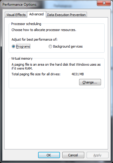 Pagefile move: Click settings under the performance area