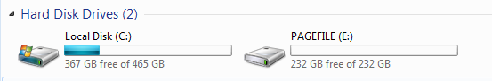 Pagefile move: reboot, and you should see your pagefile take on some space in your secondary hard drive.