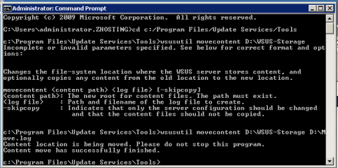 Move WSUS to another Hard Drive: Give or take 2 hours later, you should be prompted with the following