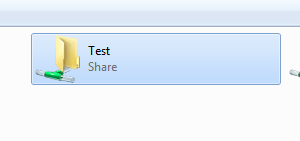 Test share visible when browsing to the Samba server from Windows